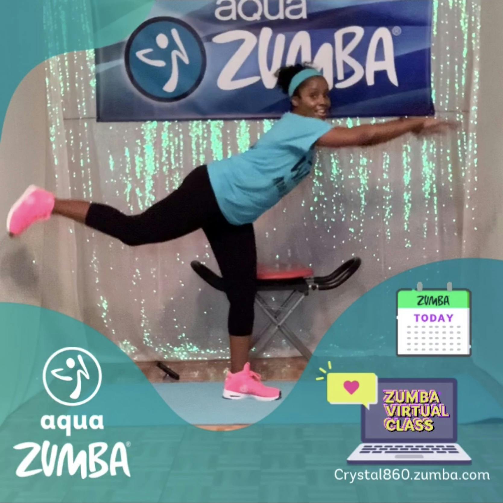 Crystal’s Aqua Zumba Party Virtual Online Zumba® Classes