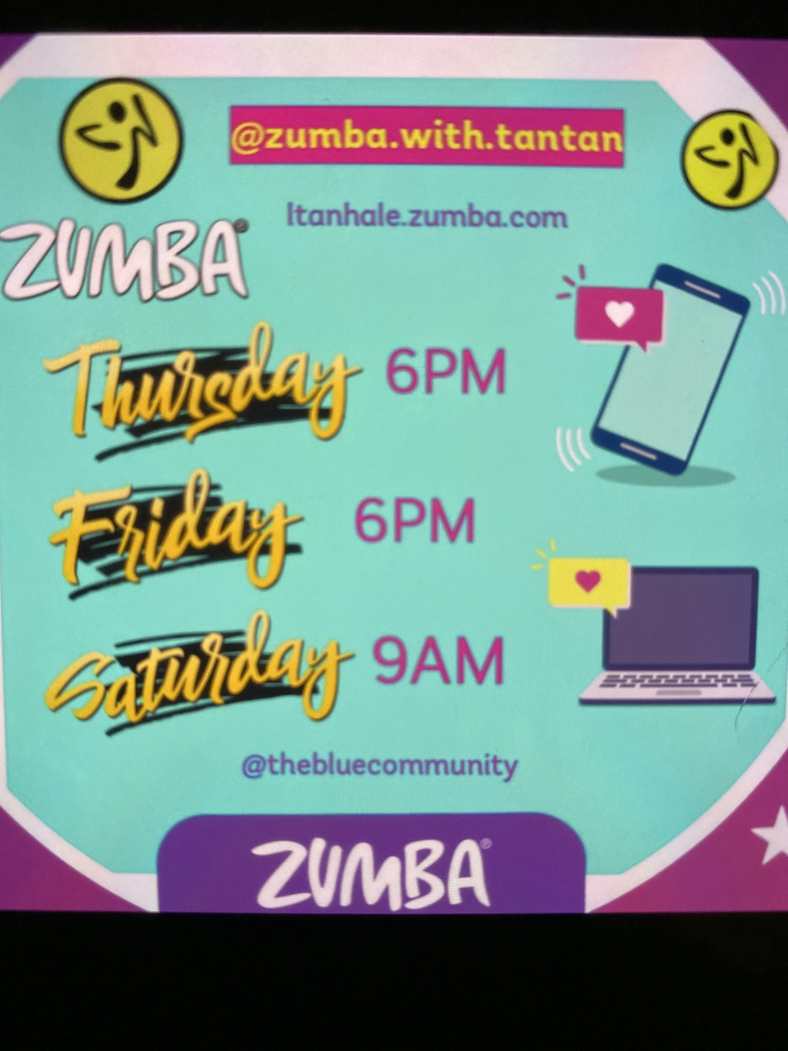 Blue Community Zumba Party Virtual Online Zumba® Classes