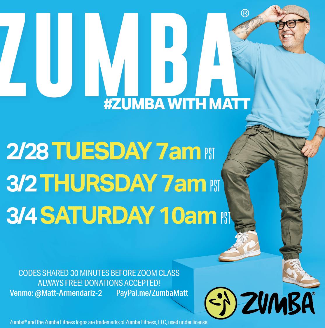Thursday Zumba With Matt! Virtual Online Zumba® Classes